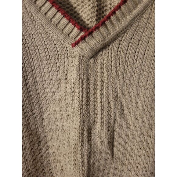Evan-Picone Vintage Womens V-Neck Sweater Tan Red Trim M - Picture 3 of 5